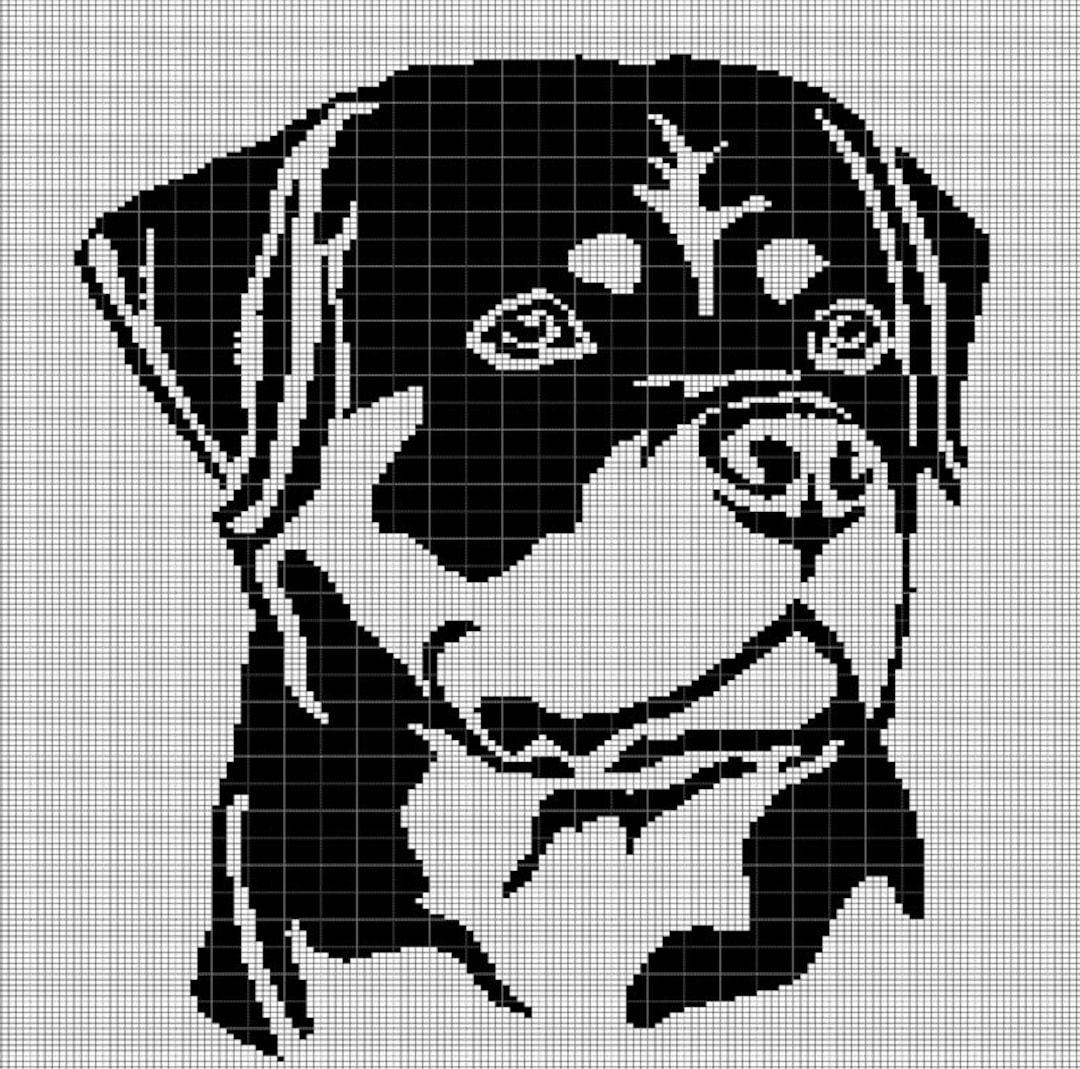 Rottweiler Head Crochet Afghan Pattern Graph - Etsy