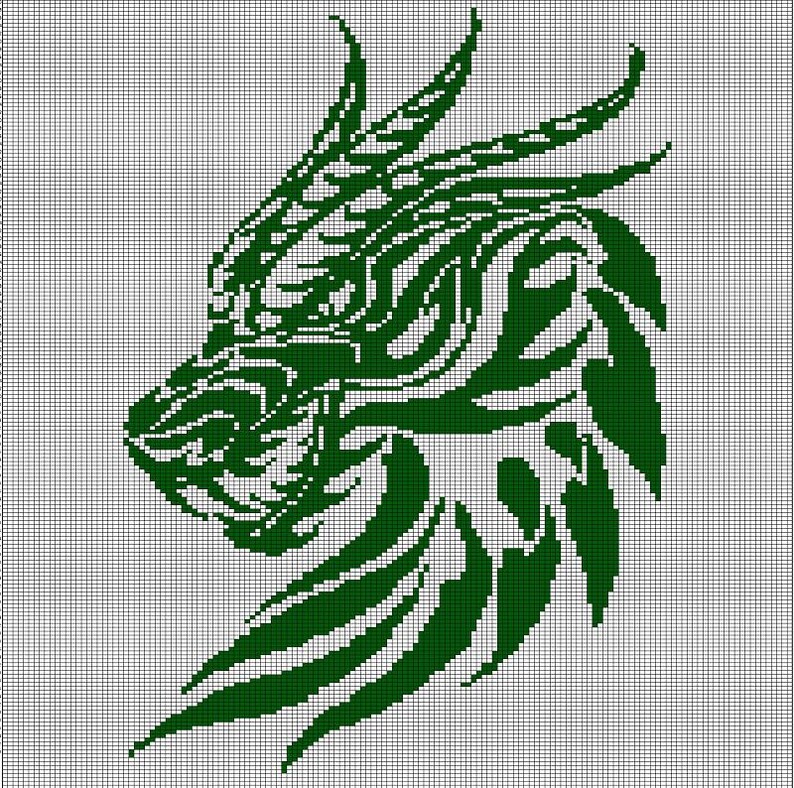 Green Dragon Head Crochet Afghan Pattern Graph - Etsy