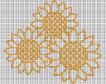 Patrón gráfico de afgano de crochet de girasoles