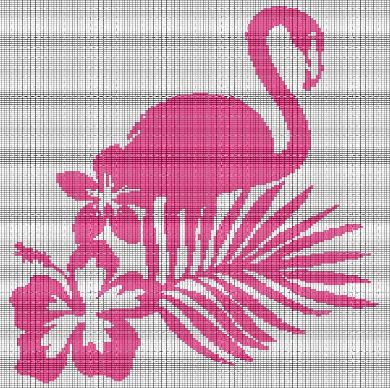 38 Flamingo Crochet Patterns to Add Tropical Charm to Your Handmade Collection 32 Flamingo and flowers crochet afghan pattern graph
