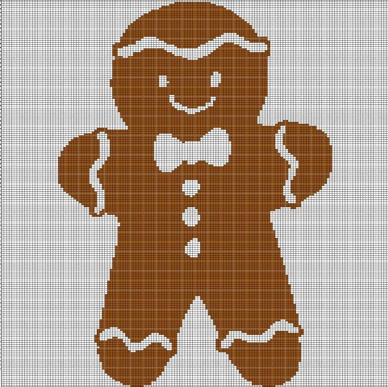 Gingerbread Man crochet afghan pattern graph