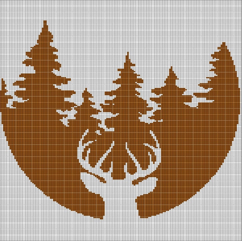 Deer Pattern Graph Landscape With Deer Crochet Afghan Pattern Graph - Etsy