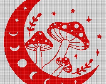 Moon Mushroom crochet afghan pattern graph