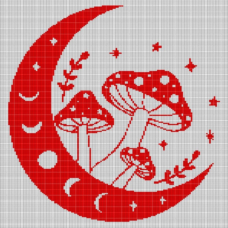Mond Pilz afghanische Häkelanleitung Graph