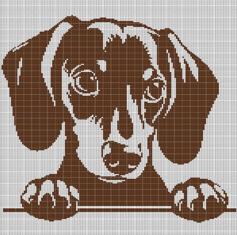 Schema per coperta afghana all'uncinetto "Little Dachshund 2"