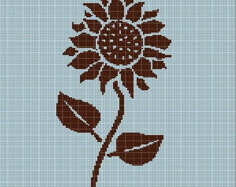 Patrón gráfico de afgano de crochet de 5 girasoles