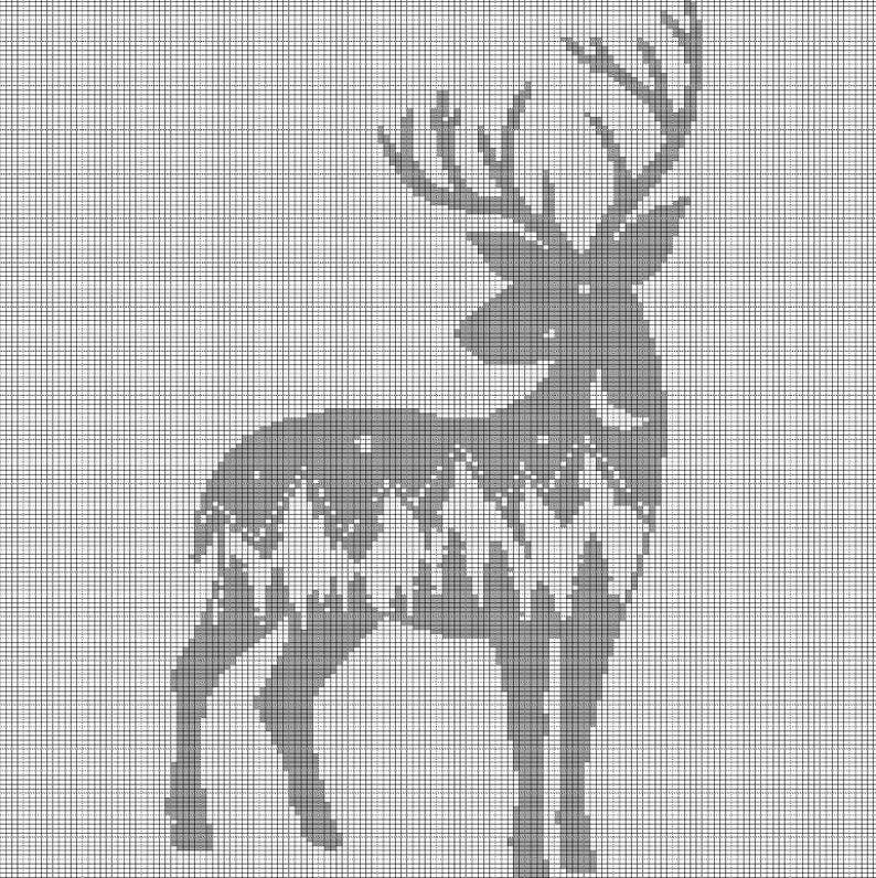 Deer Pattern Graph Art Deer 2 Crochet Afghan Pattern Graph - Etsy