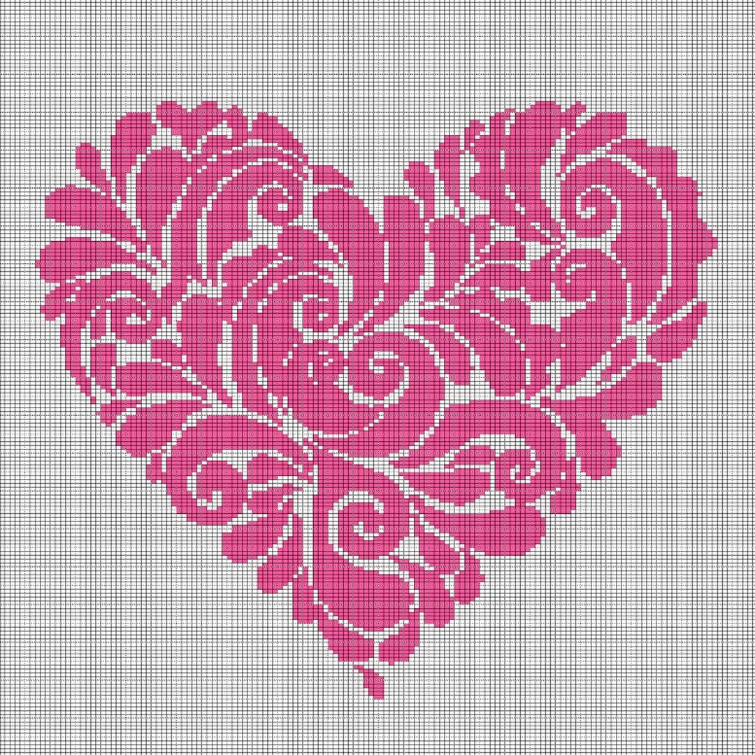 Flower Heart 3 Crochet Afghan Pattern Graph - Etsy