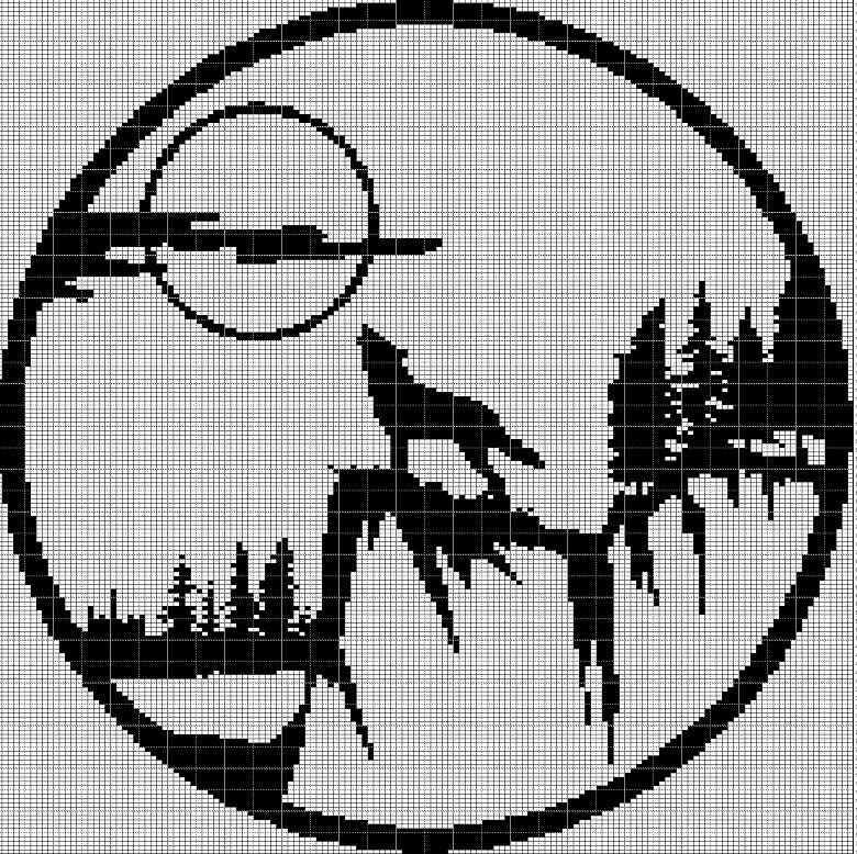 38 Wolf Crochet Patterns to Stitch for Woodland Decor, Gifts, and Amigurumi Displays 27 Landscape with wolf crochet afghan pattern graph