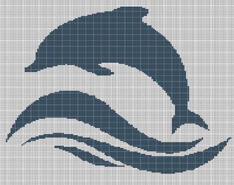 Dolphin in the Sea crochet afghan pattern graph