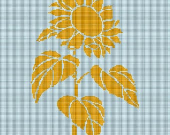 Gráfico de patrón de afgano de crochet de girasol azul y amarillo