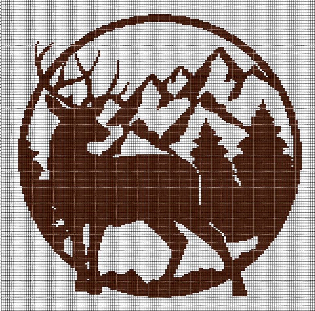 Deer Pattern Graph Deer on Mountains Crochet Afghan Pattern Graph - Etsy