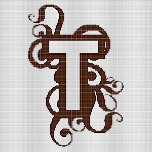 Monogram T crochet afghan pattern graph