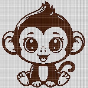 May include: A brown cartoon monkey with big eyes and a wide smile. The monkey is sitting with its legs crossed and its arms folded.