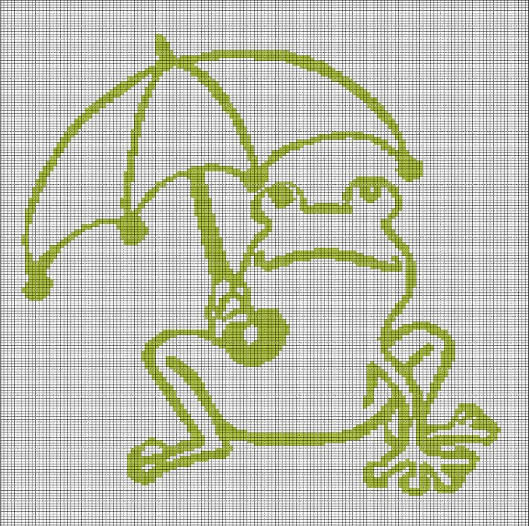 Frog With Umbrella Crochet Afghan Pattern Graph - Etsy