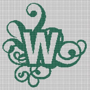 Monogram W crochet afghan pattern graph