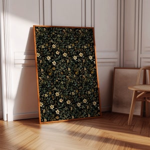 Vintage-style William Morris Cotton Prints Exhibition Poster, William Morris Print, Floral Art Download, Textiles Art, Dark Botanical Print