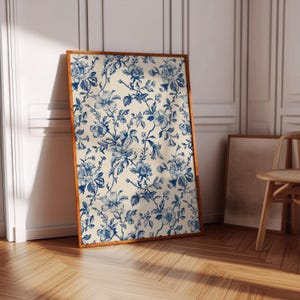 Blue Toile De Jouy Set of 3 Prints Chinoiserie Wall Art Vintage Blue ...
