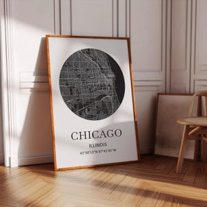 Chicago kaart poster canvas print | Canvas kaart print Illinois | Chicago poster canvas print stadskaart
