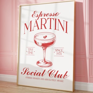 Impresión de Espresso Martini - Arte de la pared del carrito de la barra - Cartel de cóctel retro - Cartel de cóctel exclusivo - Impresión de cóctel vintage