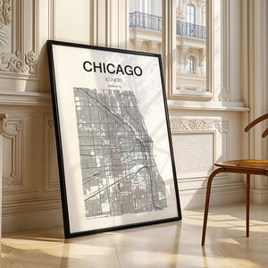 Chicago kaart poster canvas print | Canvas kaart print Illinois | Chicago poster canvas print stadskaart