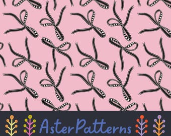 Patrón repetido de corazones y lazos rosas y negros, coqueto, estético, sin costuras, lindo, femenino, descarga digital, San Valentín oscuro