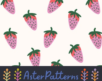 Patrón geométrico repetido de fresas, mercado de agricultores, fruta, sin costuras, linda descarga digital, comida de verano, estilo preppy