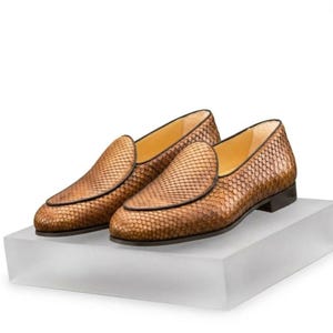 Mocassins pour hommes en cuir véritable peau de serpent, chaussures habillées en python faites à la main