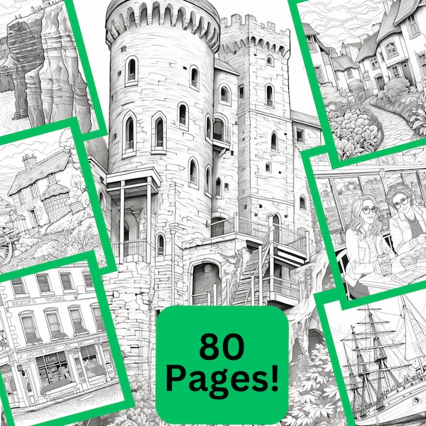 Ireland Printable Coloring Pages | Irish Coloring Book | Downloadable Adult Coloring Pages | Ireland Celtic Travel | St Patricks Day Gifts