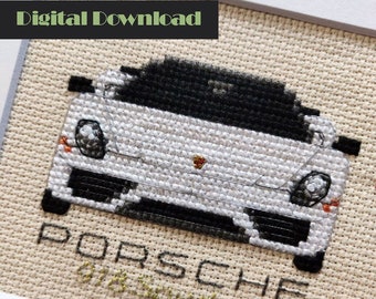 PDF PATTERN | Porsche Cross Stitch Pattern | White Car | Sports Car Pattern | Instant Download Cross Stitch Pattern | Punto de Cruz