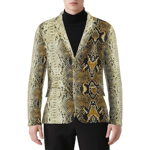 Men's Python Print Printed Blazer | Lightweight Designer Snake Skin Sports Coat | Luxury Menswear