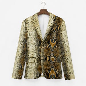 Bedruckter Blazer mit Python-Print für Herren | Leichter Designer Snake Skin Sportmantel | Luxus Herrenmode