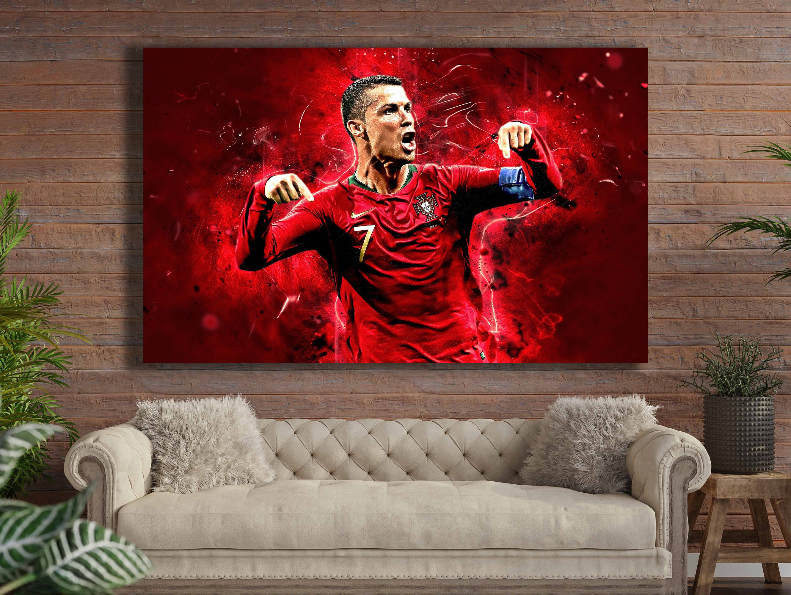 NITDODI Football Stars Cristiano Ronaldo and Lionel Messi Canvas Poster Art  Wall Decor (Unframed) 16in×24in(40cm×60cm) (Messi and Ronaldo)