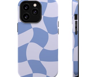 Trendy Blue Checkered  Protective iPhone Case