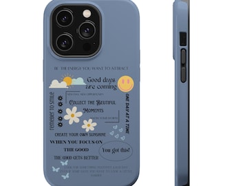 Cute Blue Postive Vibes Protective Phone Case