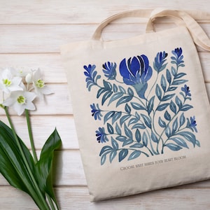 Aesthetic, Floral, Botanical, Trendy Natural Tote Bag