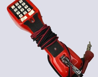 Harris TS21 Linemans Test Set Butt Set With Clips Keypad Red Vintage