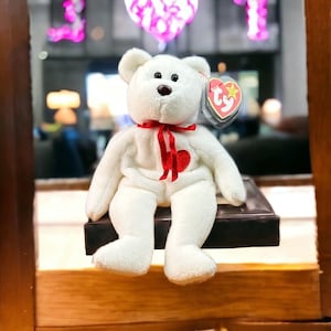 TY Valentino Bear Beanie Baby 1993/1994 with Tag Errors and Brown Nose Rare NWT