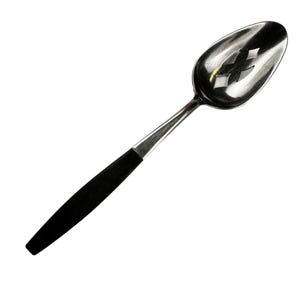 Vintage Kingston Slotted Spoon With Black Molded Handle Stainless Steel MCM