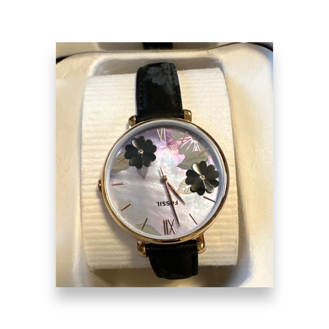 Fossil Jacqueline Floral Rose Gold Leather Womens Watch NIB Etsy