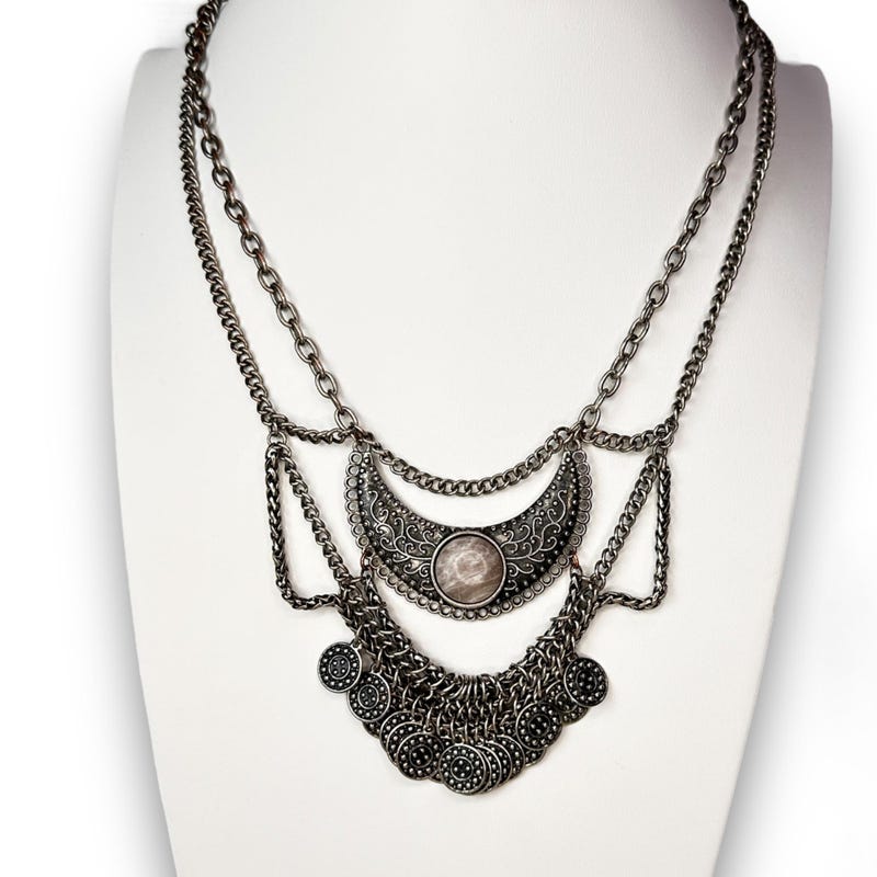 ANTIQUE BOHENIAN LONG STATEMENT NECKLACE