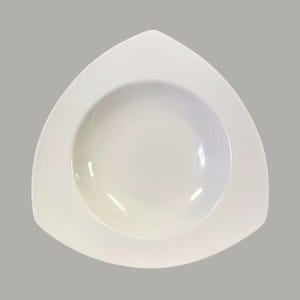 White Porcelain Triangular Serving Bowl 10.5" By Front of the House, EUC, Elegant