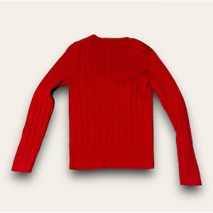 Vintage Tommy Hilfiger Sweater Womens Large Cable Knit V Neck Sweater VGUC Red