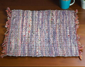 Manteles individuales de trapo multicolor tejidos a mano con flecos, de algodón y poliéster, estilo bohemio, para decoración de mesa, 30 x 45 cm.