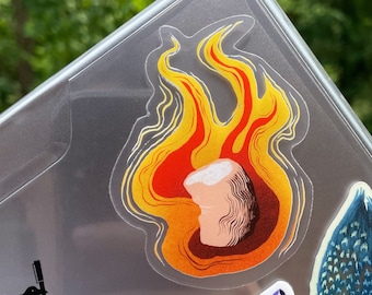 Flaming Burnt Marshmallow Sticker | Marshmallow Sticker | Clear Vinyl Sticker | Water Bottle Sticker | Laptop Sticker