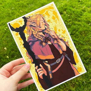 Elven Mage Mini Art Print | 5.25”x8&quot; Postcard Print | Fantasy Anime Home Decor
