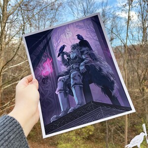 Odin&#39;s Ravens Art Print | 8.5”x11&quot; Illustration Print | Norse Mythology Home Decor