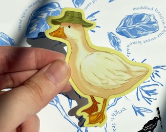 Bucket Hat Duck Sticker | Vinyl Sticker | Bird Sticker | Duck Sticker | Water Bottle Sticker | Laptop Sticker