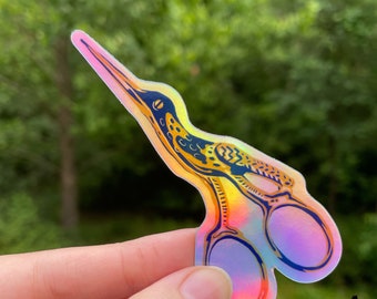 Crane Scissors Holographic Sticker | Over the Garden Wall | Vinyl Sticker | Sewing Supplies Sticker | Water Bottle Sticker | Laptop Sticker