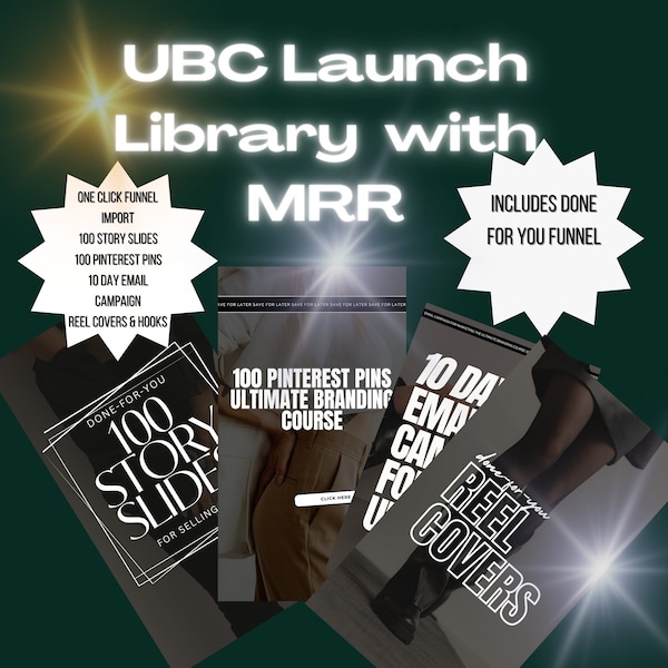 UBC Launch Library, UBC Digital Marketing Content With Master Resell Rights, Done For You Content For UBC, Ubc Funnel